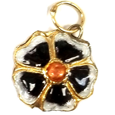 ENAMEL FLOWER 19X21MM BLACK